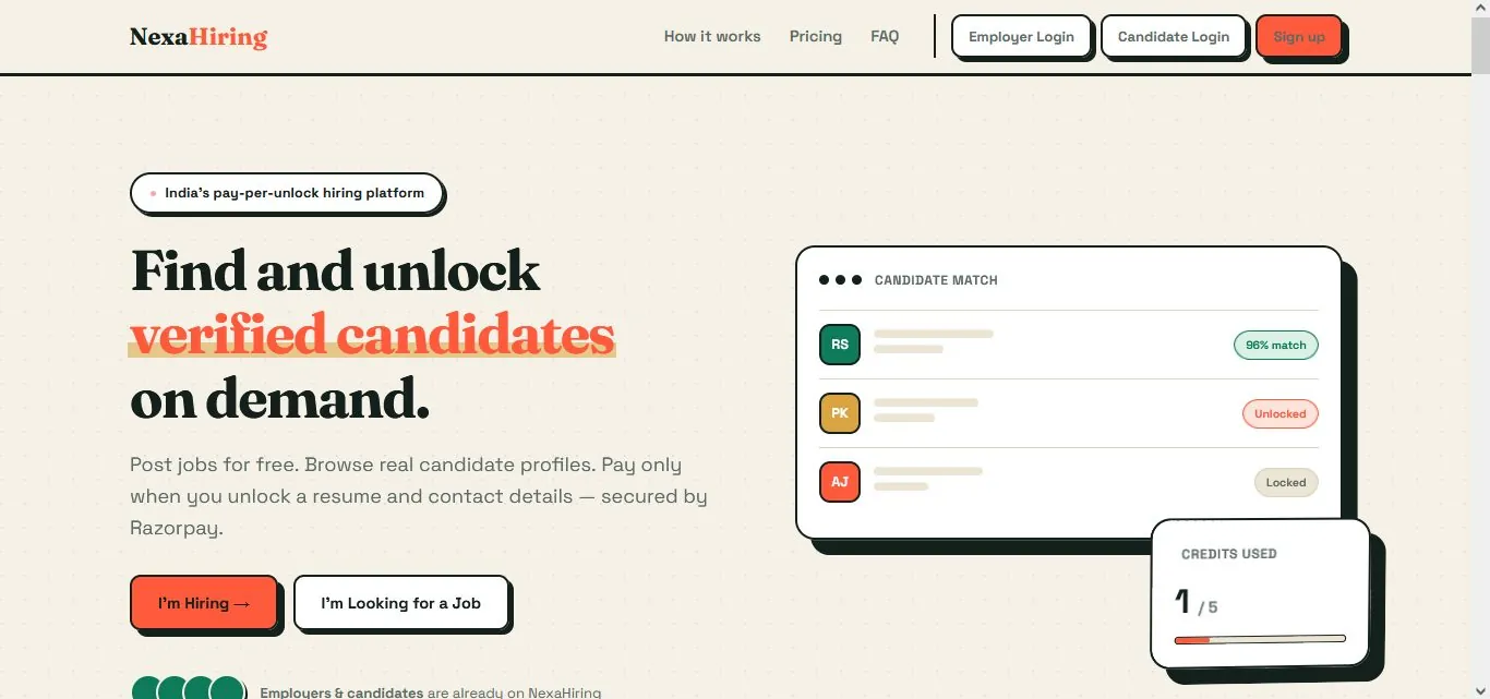 NexaHiring website screenshot
